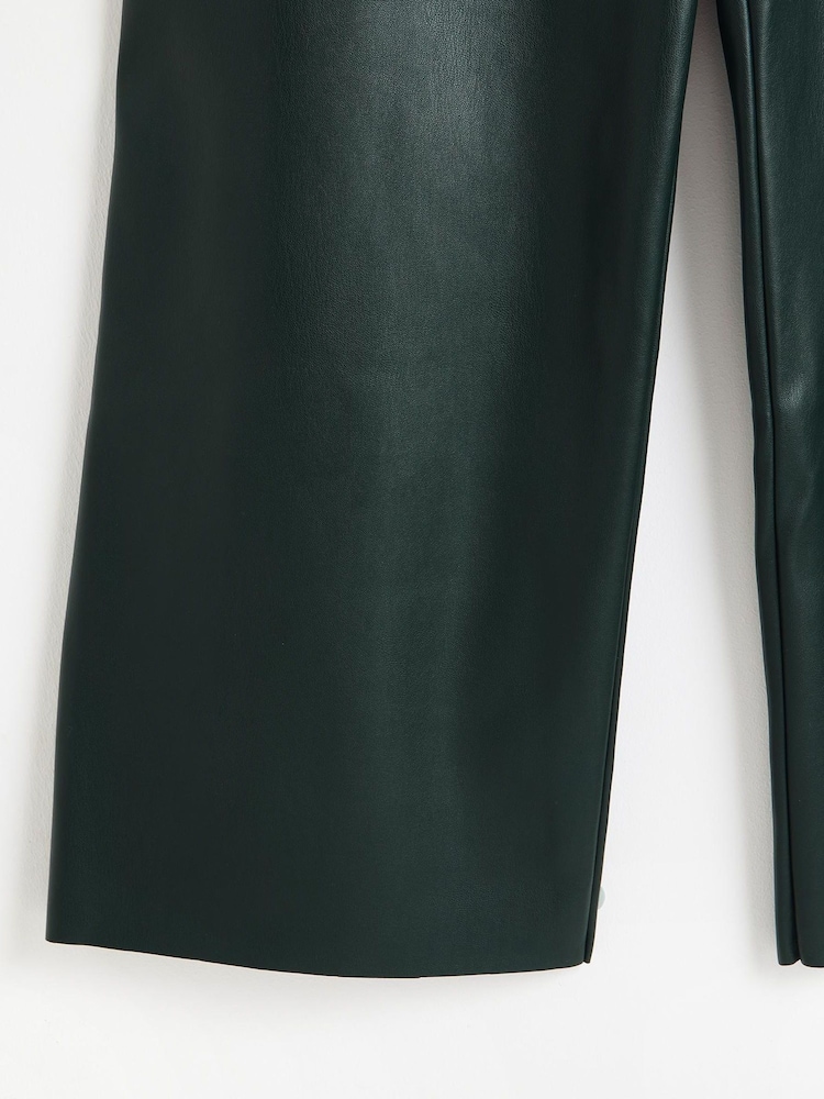 Oliver Bonas Green PU Cropped Wide Leg Trousers - Image 5 of 5 Oliver Bonas Green PU Cropped Wide Leg Trousers - Image 5 of 5