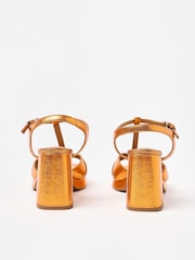 Oliver Bonas Metallic T-Bar Flared Heeled Sandals - Image 4 of 7