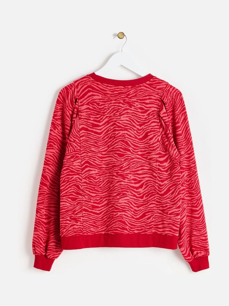 Oliver Bonas Red Zebra Print Knitted Sweatshirt - Image 2 of 6