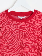 Oliver Bonas Red Zebra Print Knitted Sweatshirt - Image 3 of 6