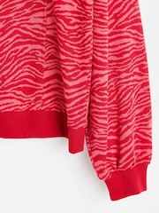 Oliver Bonas Red Zebra Print Knitted Sweatshirt - Image 5 of 6