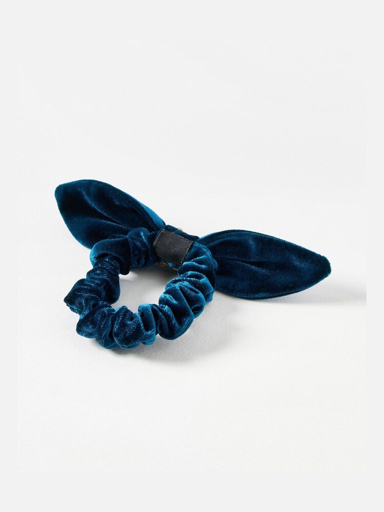 Oliver Bonas Blue Harloe Velvet Stud Hair Scrunchie - Image 2 of 4