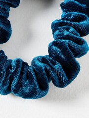 Oliver Bonas Blue Harloe Velvet Stud Hair Scrunchie - Image 4 of 4