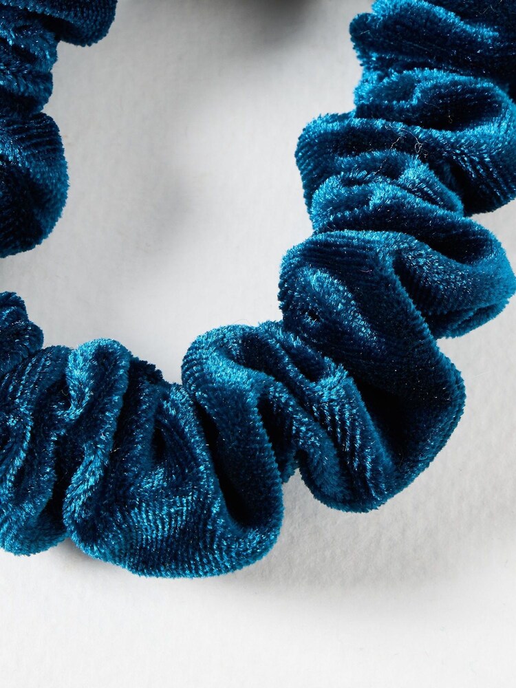 Oliver Bonas Blue Harloe Velvet Stud Hair Scrunchie - Image 4 of 4
