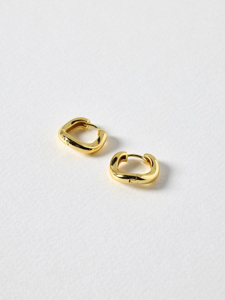 Oliver Bonas Gold Tone Ona Ripple Wave Clicker Hoop Earrings Large - Image 1 of 3