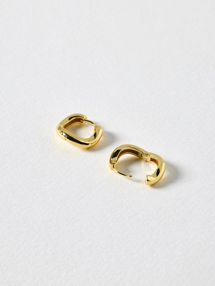 Oliver Bonas Gold Tone Ona Ripple Wave Clicker Hoop Earrings Large - Image 2 of 3
