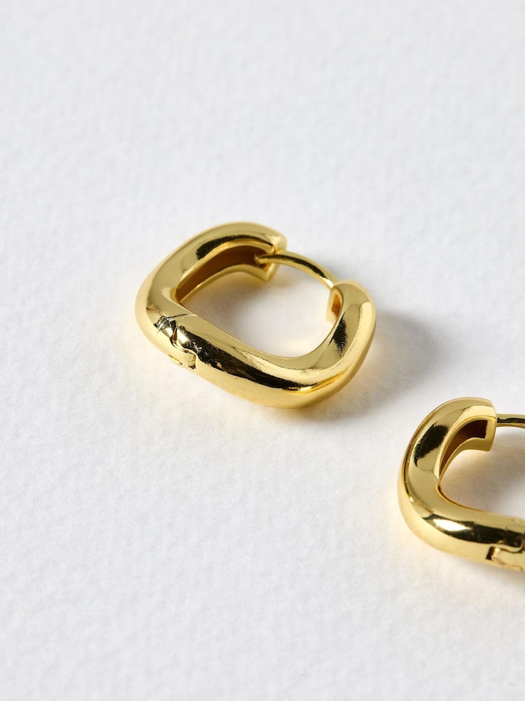 Oliver Bonas Gold Tone Ona Ripple Wave Clicker Hoop Earrings Large - Image 3 of 3