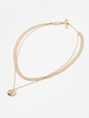 Oliver Bonas Gold Tone Najari Snake Chain Pendant Necklace - Image 1 of 3