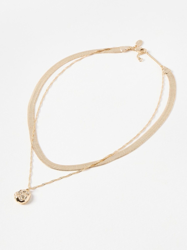 Oliver Bonas Gold Tone Najari Snake Chain Pendant Necklace - Image 1 of 3 Oliver Bonas Gold Tone Najari Snake Chain Pendant Necklace - Image 1 of 3
