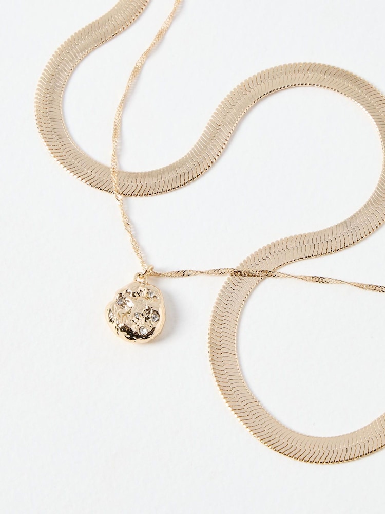 Oliver Bonas Gold Tone Najari Snake Chain Pendant Necklace - Image 2 of 3 Oliver Bonas Gold Tone Najari Snake Chain Pendant Necklace - Image 2 of 3