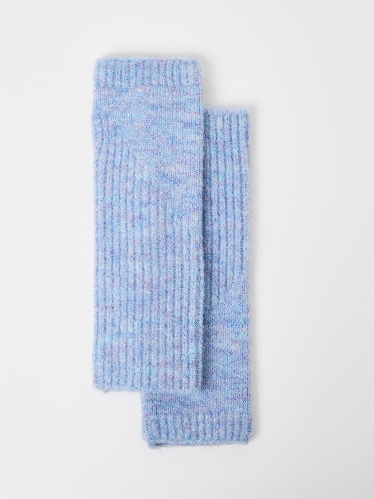 Oliver Bonas Blue Marl Knitted Wrist Warmers Gloves - Image 2 of 5 Oliver Bonas Blue Marl Knitted Wrist Warmers Gloves - Image 2 of 5