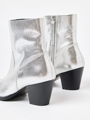 Oliver Bonas Silver Leather Western Cowboy Heeled Boots - Image 7 of 7