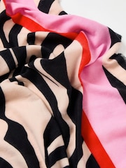 Oliver Bonas Black Monochrome Wave Colour Pop Midweight Scarf - Image 4 of 5