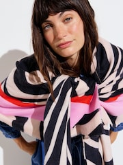 Oliver Bonas Black Monochrome Wave Colour Pop Midweight Scarf - Image 5 of 5