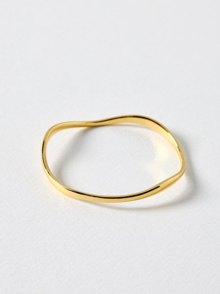 Oliver Bonas Gold Tone Naia Ripple Wave Bangle - Image 1 of 3