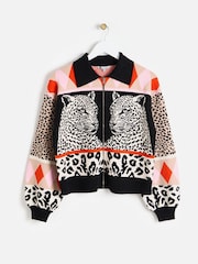 Chaqueta bomber con estampado animal de tigre de punto de Oliver Bonas - Imagen 1 de 6