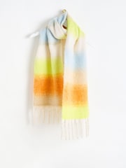 Oliver Bonas Yellow Neon Stripe Heavyweight Tassel Scarf - Image 1 of 5
