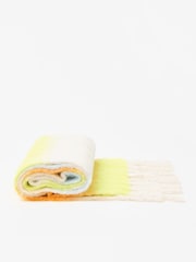 Oliver Bonas Yellow Neon Stripe Heavyweight Tassel Scarf - Image 2 of 5
