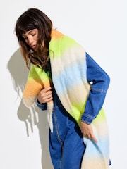 Oliver Bonas Yellow Neon Stripe Heavyweight Tassel Scarf - Image 5 of 5