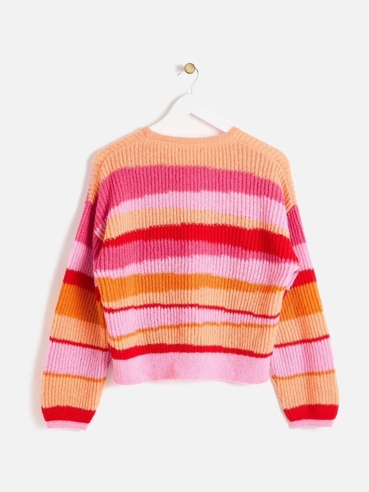 Oliver Bonas Pink Scenic Striped Knitted Jumper - Image 2 of 5 Oliver Bonas Pink Scenic Striped Knitted Jumper - Image 2 of 5