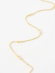 Oliver Bonas Gold Tone Brielle Box & Bead Detail Chain Necklace - Image 2 of 4