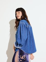 Oliver Bonas Blue Button Up Denim 100% Cotton Shirt - Image 2 of 8