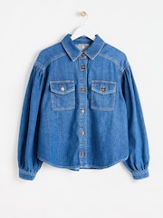 Oliver Bonas Blue Button Up Denim 100% Cotton Shirt - Image 3 of 8