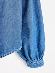 Oliver Bonas Blue Button Up Denim 100% Cotton Shirt - Image 7 of 8