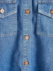 Oliver Bonas Blue Button Up Denim 100% Cotton Shirt - Image 8 of 8