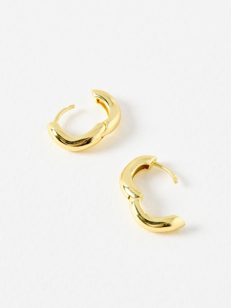 Oliver Bonas Gold Tone Ona Ripple Wave Huggie Hoops Small Earrings - Image 2 of 3 Oliver Bonas Gold Tone Ona Ripple Wave Huggie Hoops Small Earrings - Image 2 of 3