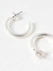 Oliver Bonas Silver Tone Small Yanna Textured Matte Hoop Earrings - Image 3 of 3