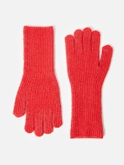 Oliver Bonas Red Rib Knitted Gloves - Image 1 of 6