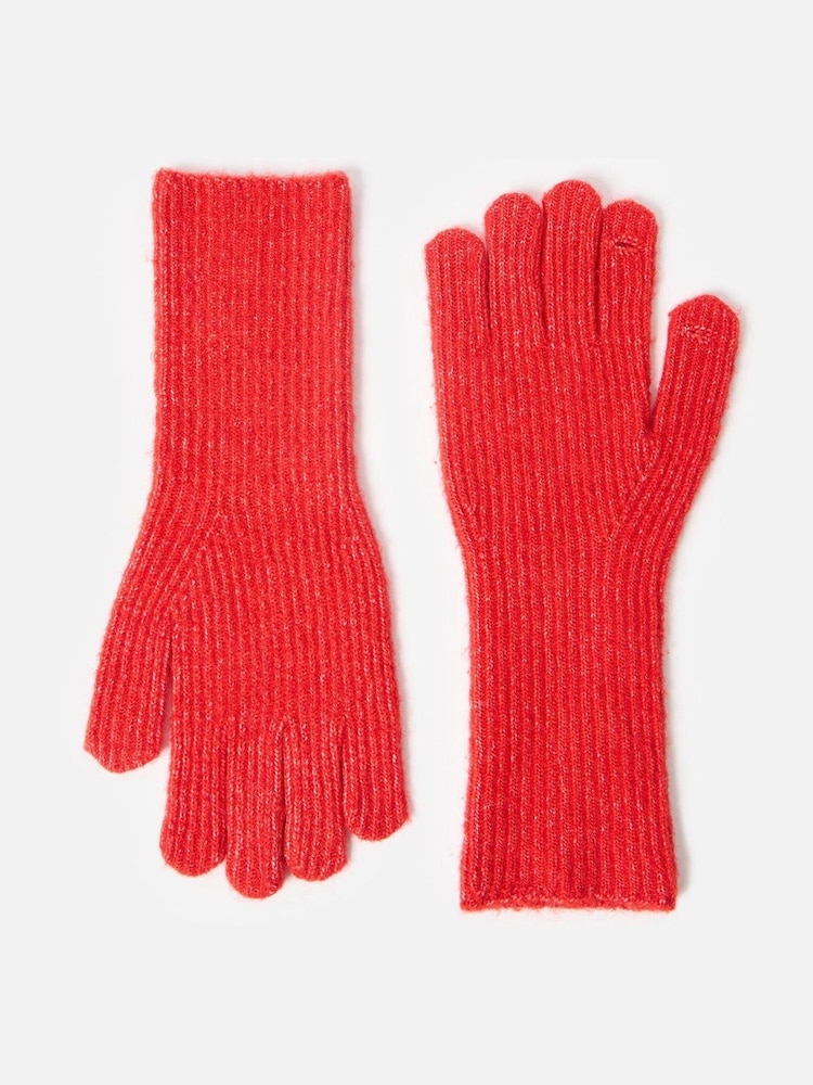 Oliver Bonas Red Rib Knitted Gloves - Image 1 of 6