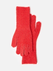 Oliver Bonas Red Rib Knitted Gloves - Image 2 of 6