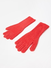 Oliver Bonas Red Rib Knitted Gloves - Image 3 of 6