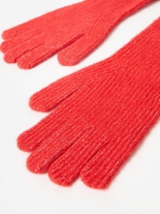 Oliver Bonas Red Rib Knitted Gloves - Image 4 of 6