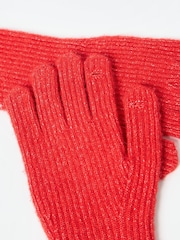 Oliver Bonas Red Rib Knitted Gloves - Image 5 of 6