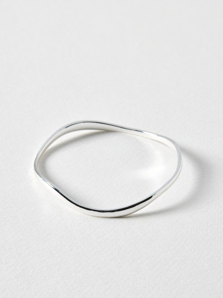 Oliver Bonas Silver Naia Ripple Wave Bangle - Image 1 of 3