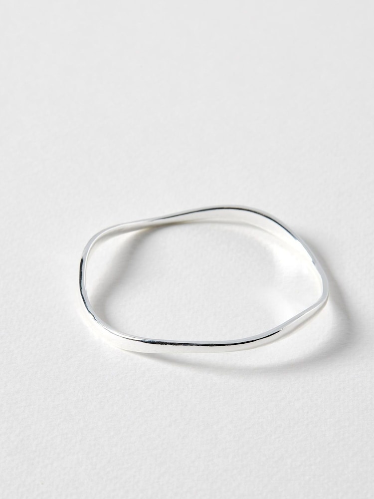 Oliver Bonas Silver Naia Ripple Wave Bangle - Image 2 of 3