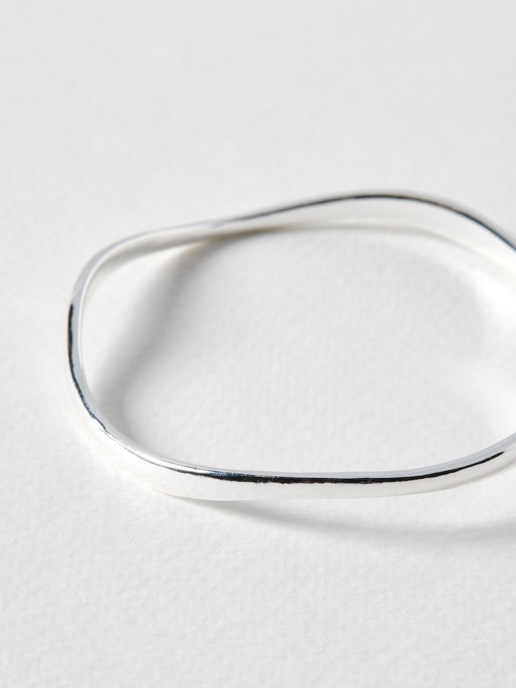 Oliver Bonas Silver Naia Ripple Wave Bangle - Image 3 of 3
