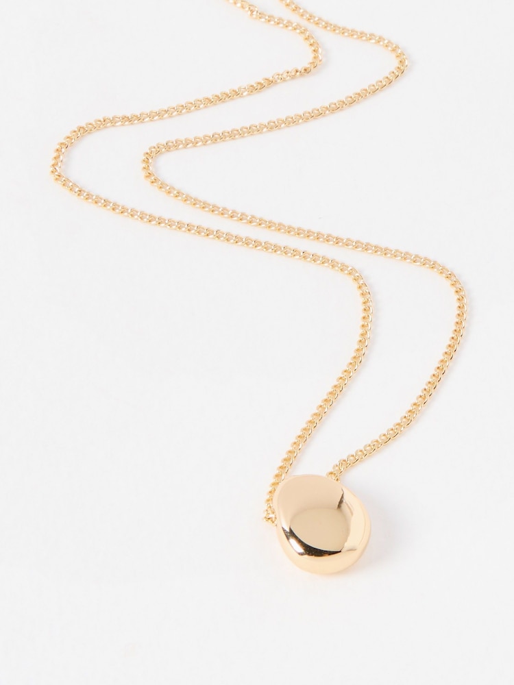 Oliver Bonas Gold Tone Zabel Shiny Pebble Chain Necklace - Image 2 of 4