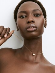 Oliver Bonas Gold Tone Zabel Shiny Pebble Chain Necklace - Image 4 of 4