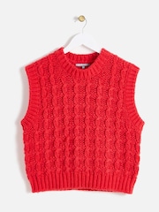 Oliver Bonas Red Chunky Knitted Vest Top - Image 1 of 5