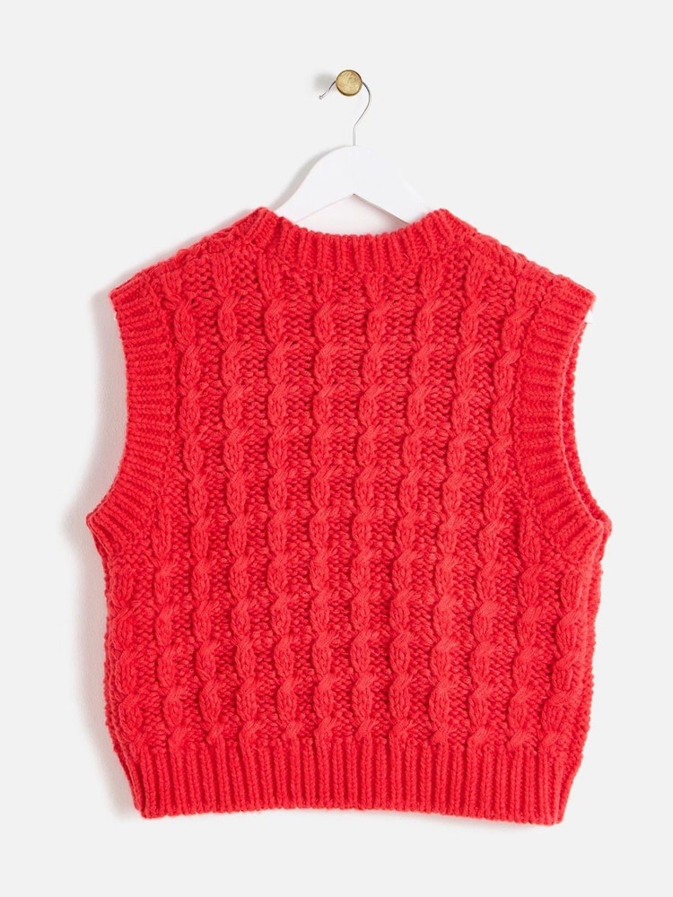 Oliver Bonas Red Chunky Knitted Vest Top - Image 2 of 5 Oliver Bonas Red Chunky Knitted Vest Top - Image 2 of 5