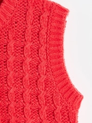 Oliver Bonas Red Chunky Knitted Vest Top - Image 4 of 5