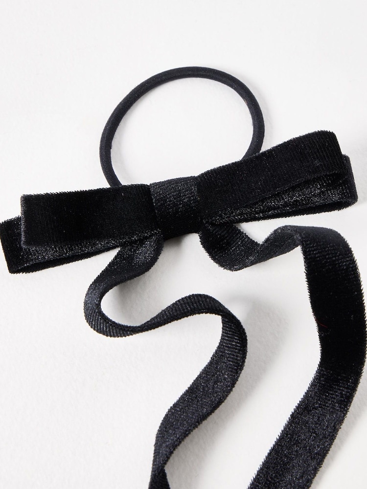 Oliver Bonas Black Stefanie Velvet Bow Hair Band - Image 3 of 3 Oliver Bonas Black Stefanie Velvet Bow Hair Band - Image 3 of 3