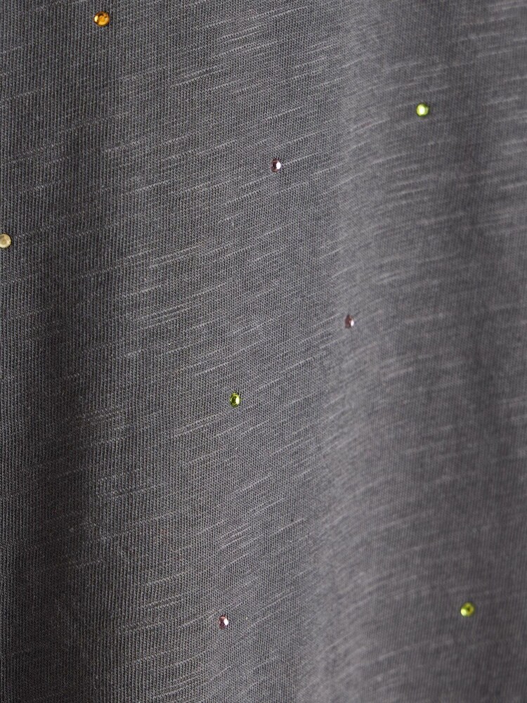 Oliver Bonas Grey Sparkly Rhinestone Short Sleeve 100% Cotton T-Shirt - Image 8 of 8 Oliver Bonas Grey Sparkly Rhinestone Short Sleeve 100% Cotton T-Shirt - Image 8 of 8
