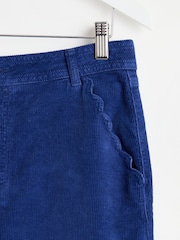 Oliver Bonas Blue Scalloped Pocket Corduroy Midi Skirt - Image 4 of 6