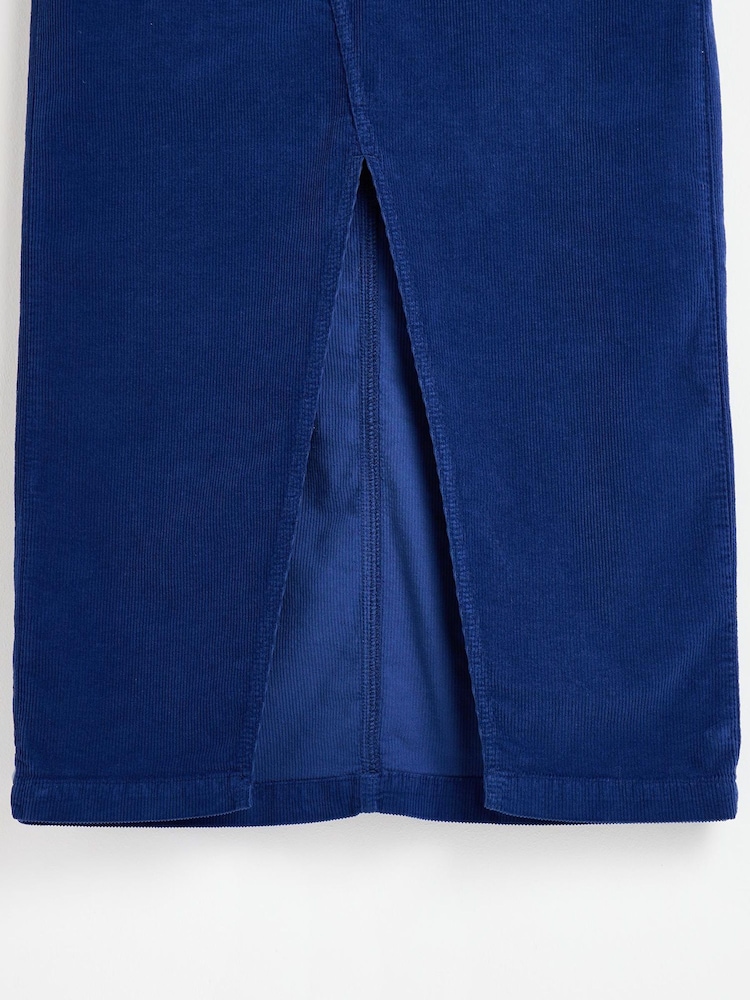Oliver Bonas Blue Scalloped Pocket Corduroy Midi Skirt - Image 6 of 6 Oliver Bonas Blue Scalloped Pocket Corduroy Midi Skirt - Image 6 of 6