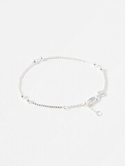 Oliver Bonas Silver Tone Brielle Box & Bead Detail Chain Bracelet - Image 2 of 3